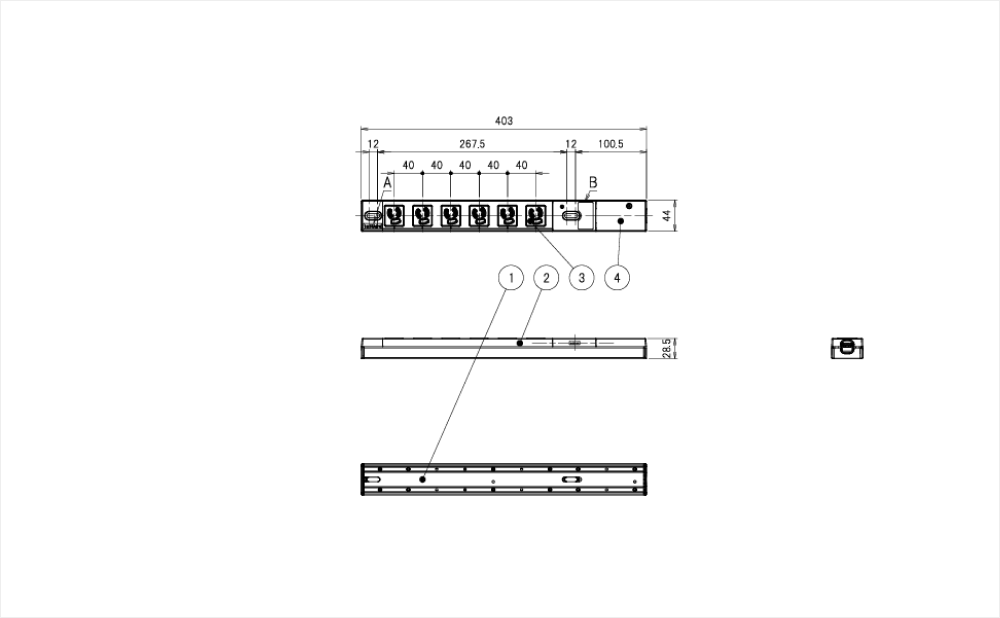 コンセントバー（PDU） 125V 15A 6口　コンパクトタイプ