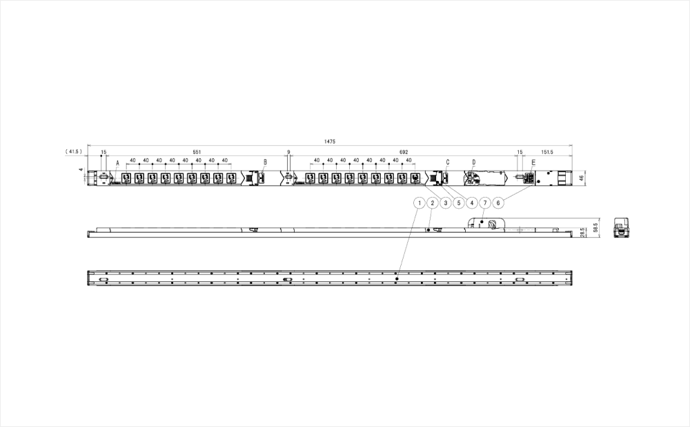 コンセントバー（PDU） 系統別電流計測タイプ