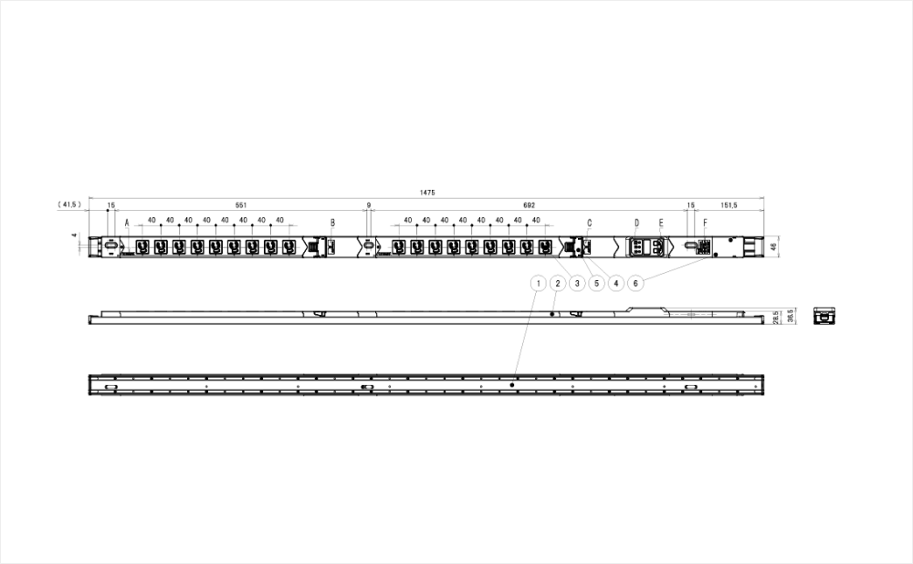 コンセントバー（PDU） 系統別電流表示切替タイプ