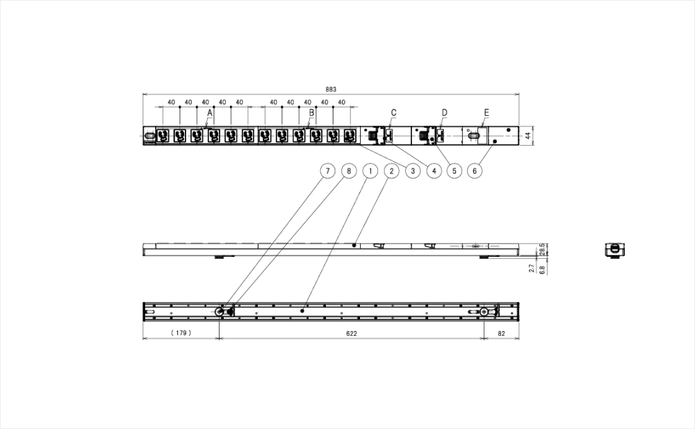 コンセントバー（PDU） ペグ固定タイプ