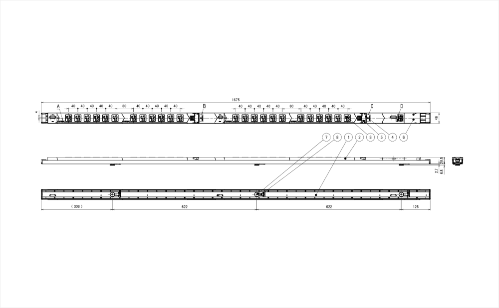 コンセントバー（PDU） ペグ固定タイプ