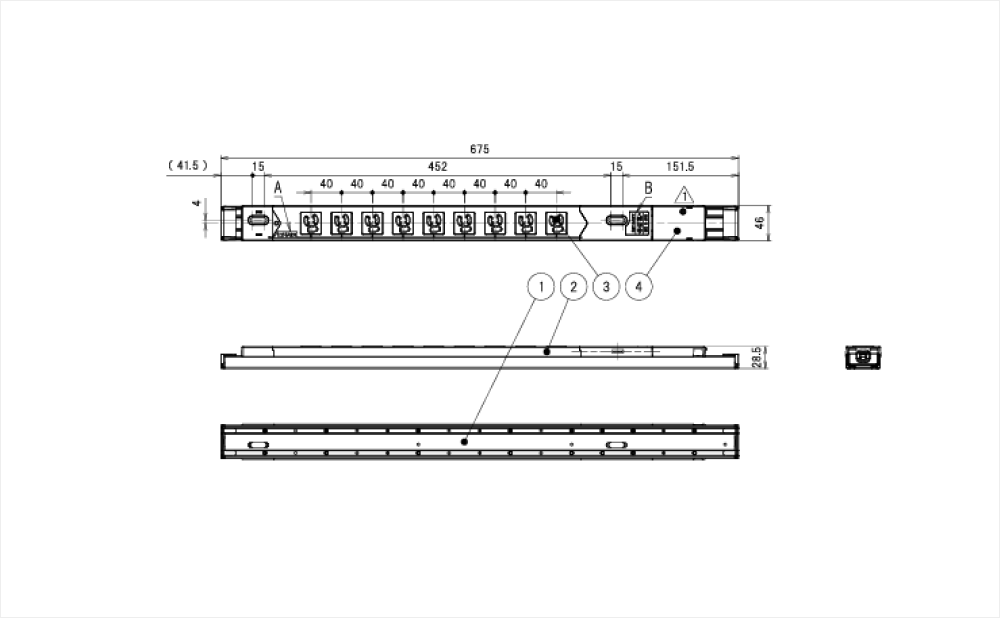 コンセントバー（PDU） 125V 15A 6口　スリムタイプ