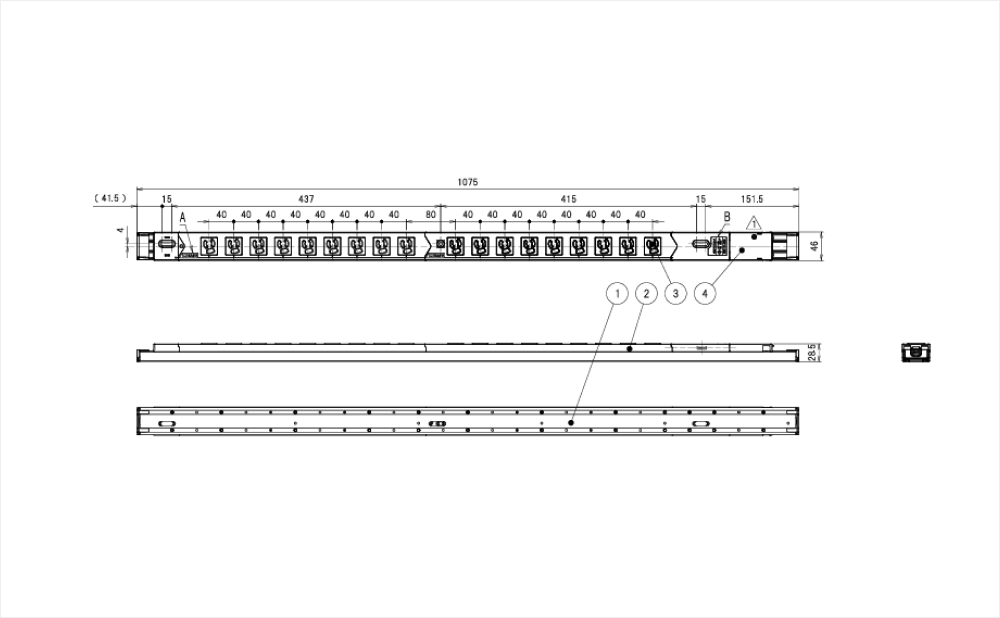 コンセントバー（PDU） 125V 15A 6口　スリムタイプ