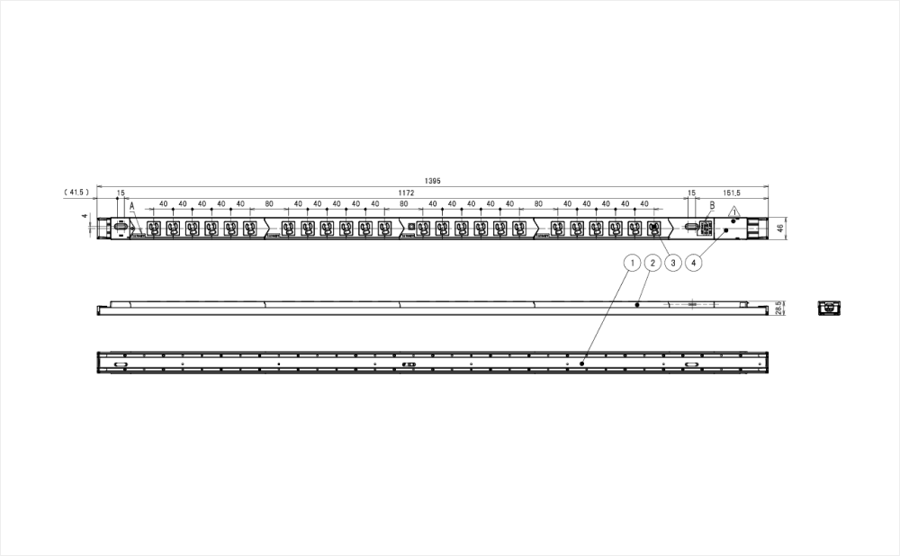 コンセントバー（PDU） 125V 15A 6口　スリムタイプ
