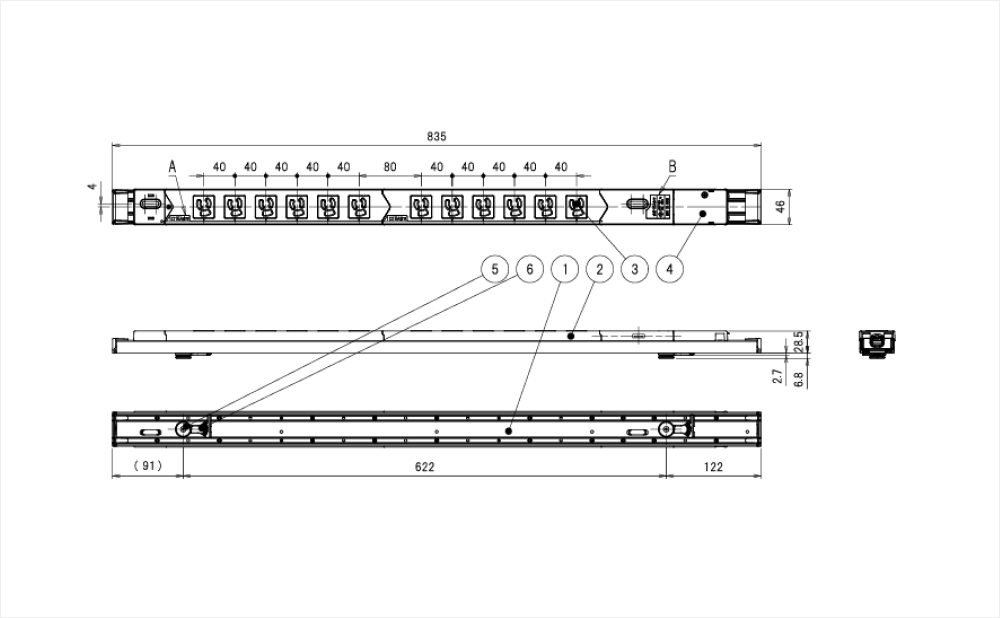 コンセントバー（PDU） ペグ固定タイプ