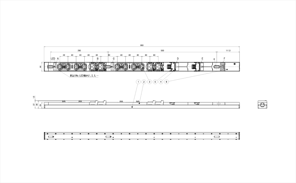 コンセントバー（PDU） C13+C19タイプ