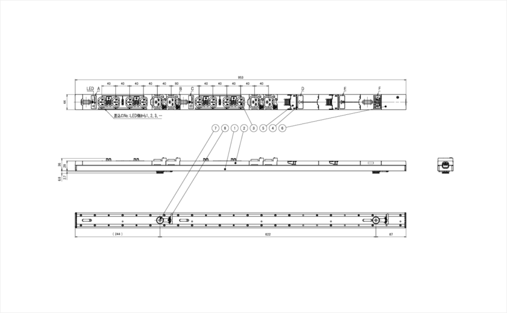 コンセントバー（PDU） ペグ固定タイプ
